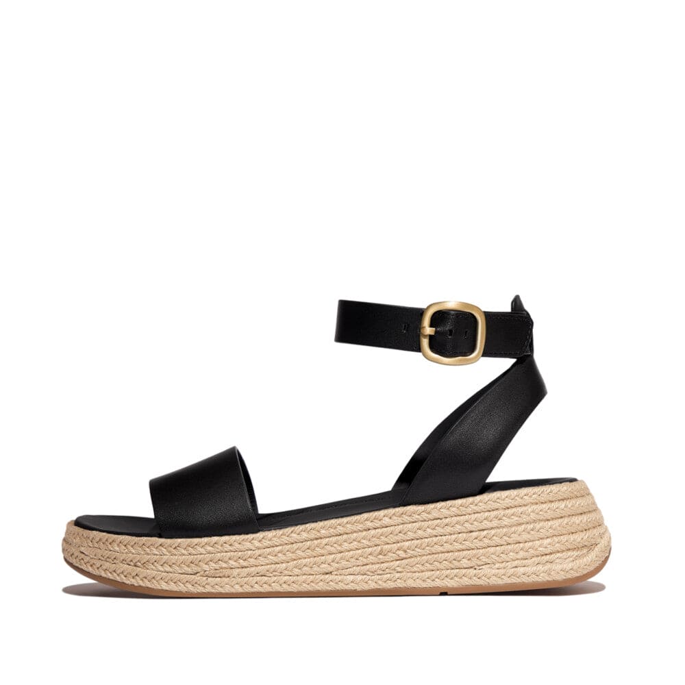 Fitflop F-Mode Espadrille Sandale mit Fesselriemen Schwarz