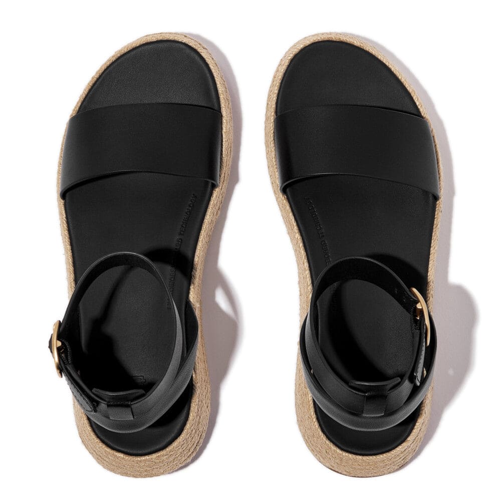 Fitflop F-Mode Espadrille Sandale mit Fesselriemen Schwarz