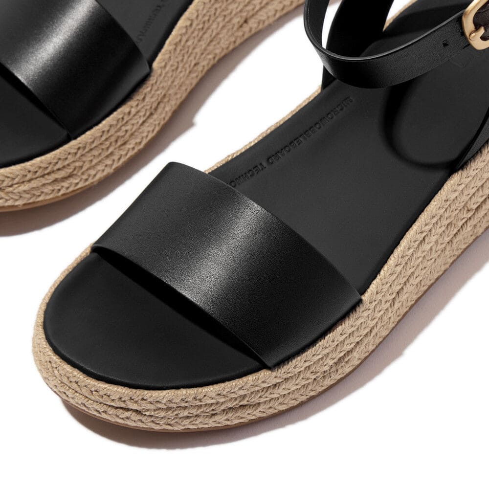 Fitflop F-Mode Espadrille Sandale mit Fesselriemen Schwarz