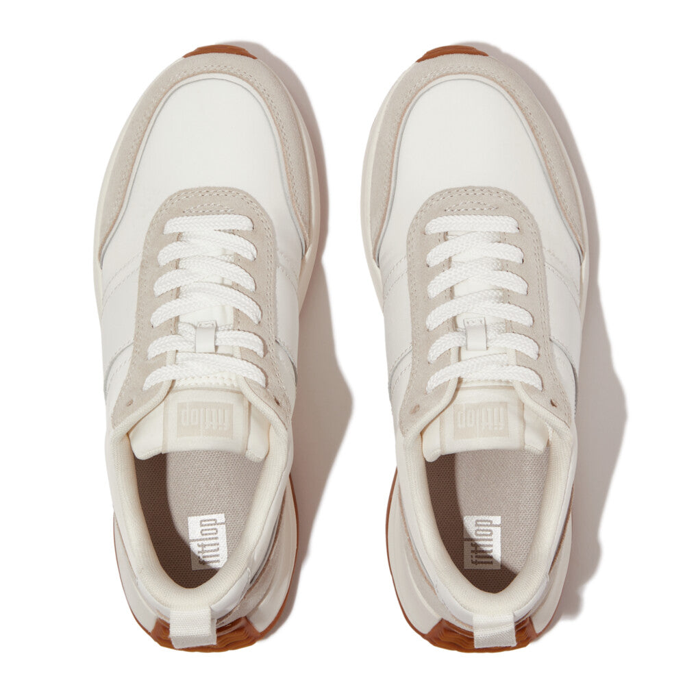 Fitflop F-mode Flow Leather Sneaker Urban White Mix
