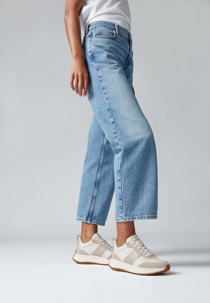 Fitflop F-mode Flow Leather Sneaker Urban White Mix