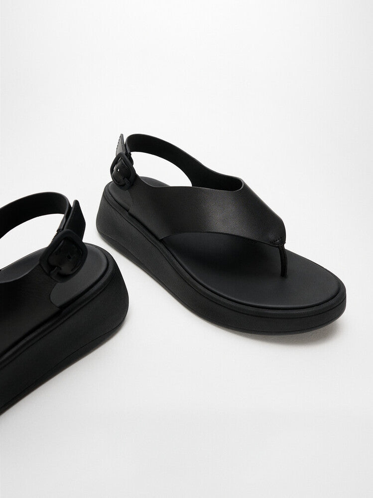 Fitflop F-Mode Zehensteg Sandale mit Fersenriemen Schwarz