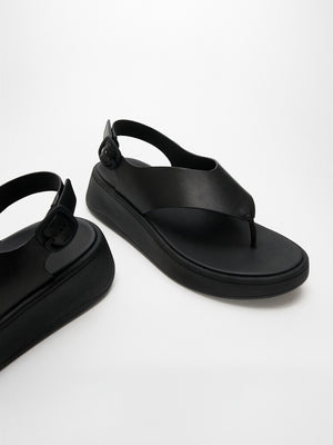 Fitflop F-Mode Zehensteg Sandale mit Fersenriemen Schwarz