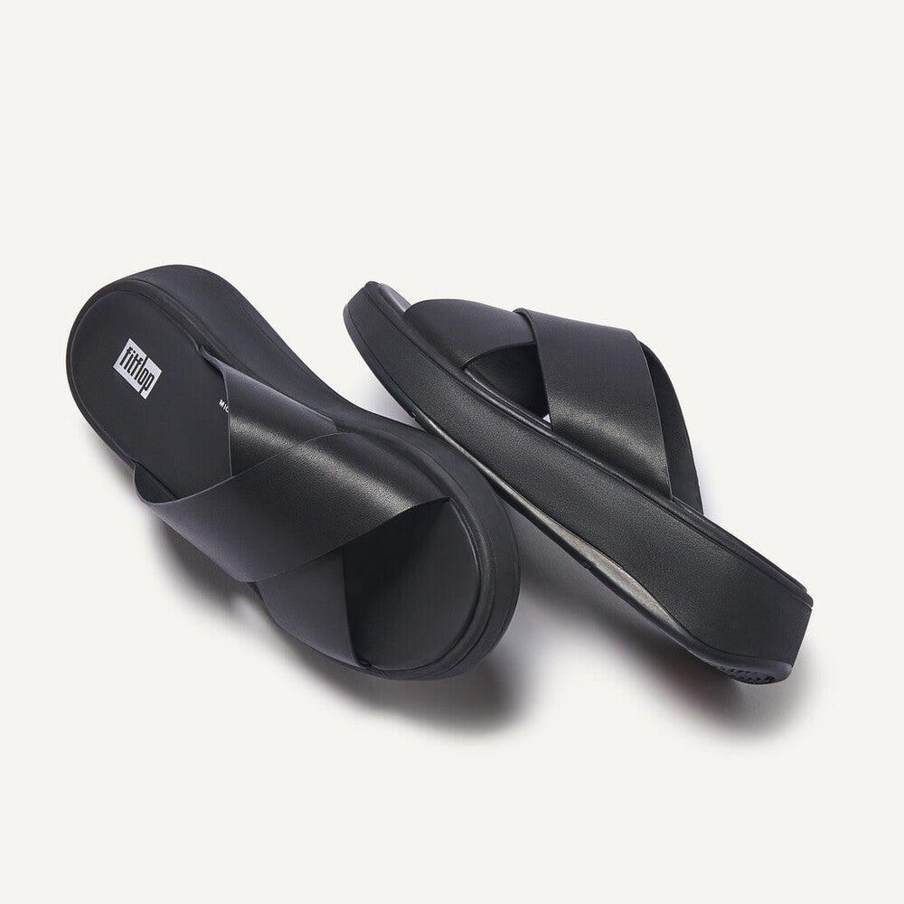 
            
                Laden Sie das Bild in den Galerie-Viewer, Fitflop F-Mode Cross Leather Slides Black
            
        