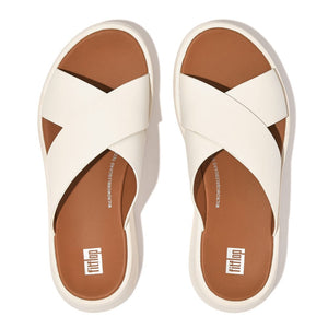 Fitflop F-Mode Cross Leather Slides Cream