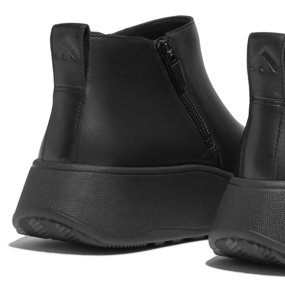 Fitflop F-mode Leather Zip Ankle Boot All Black
