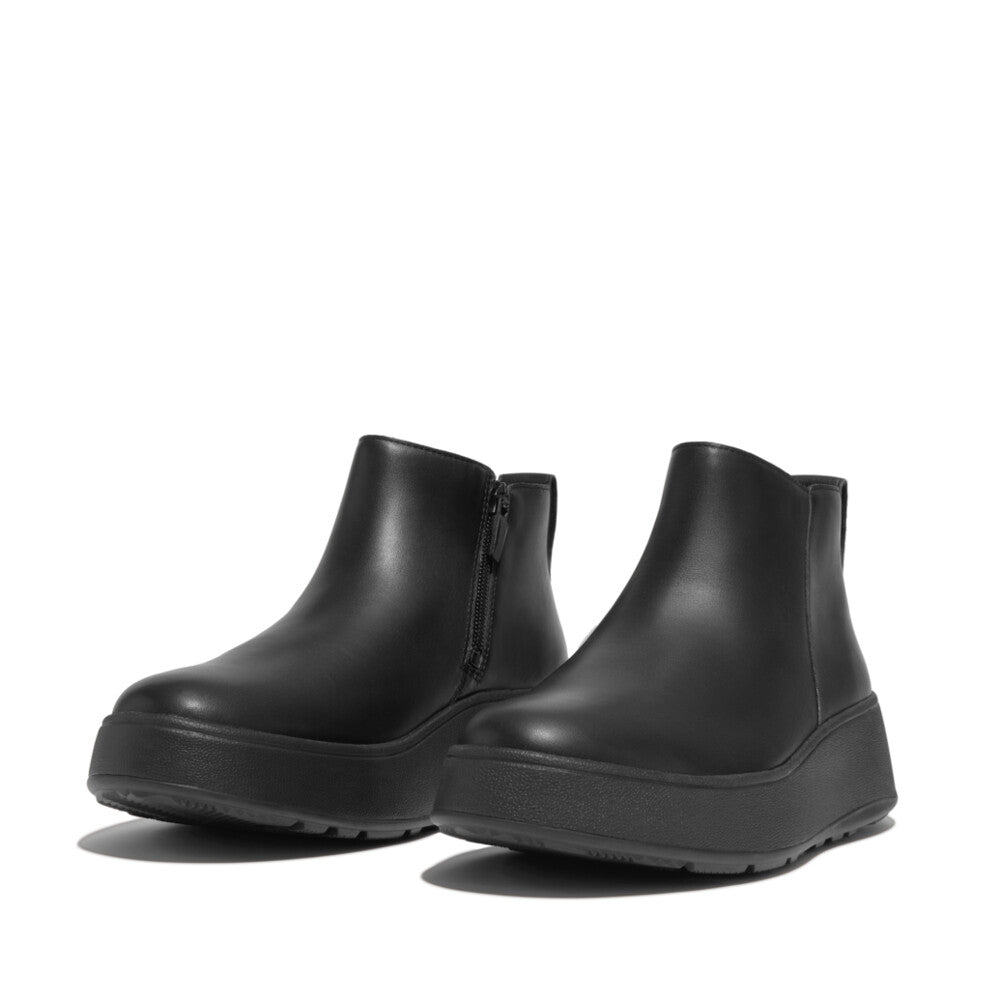 Fitflop F-mode Leather Zip Ankle Boot All Black