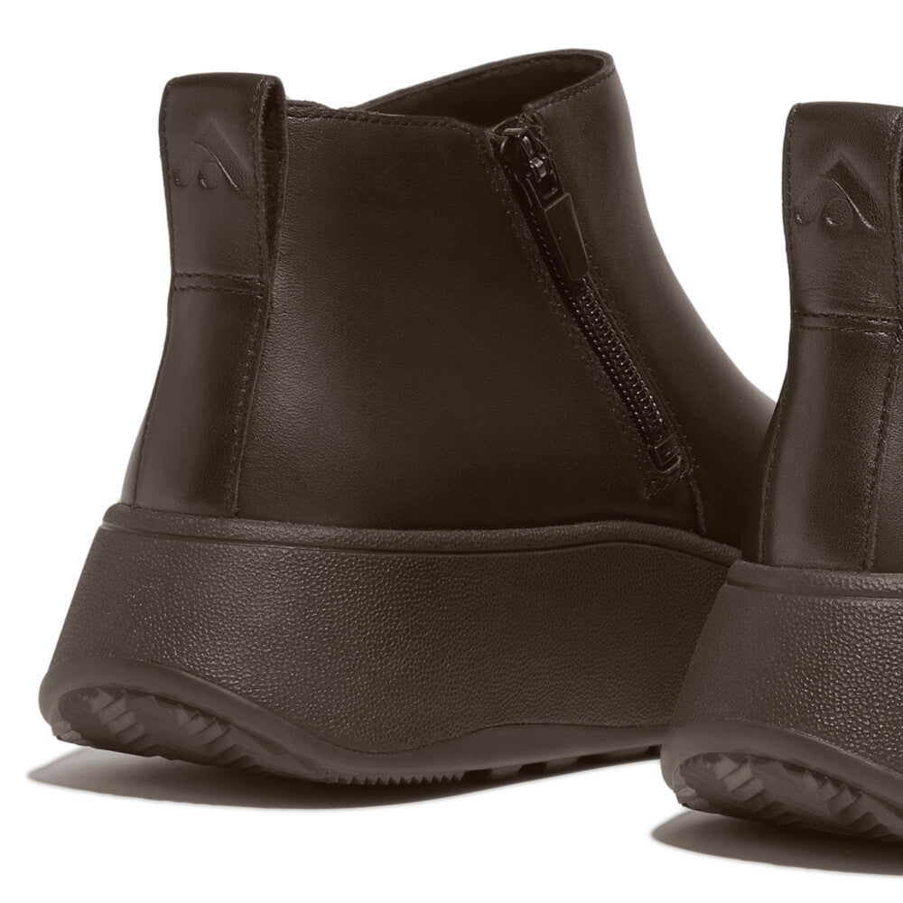 Fitflop F-mode Leather Zip Ankle Boot Chocolate Brown