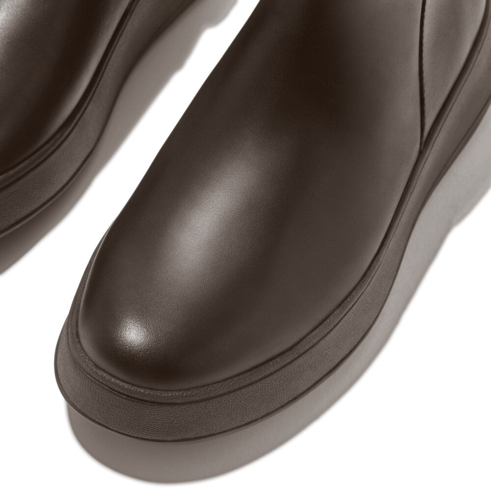 Fitflop F-mode Leather Zip Ankle Boot Chocolate Brown