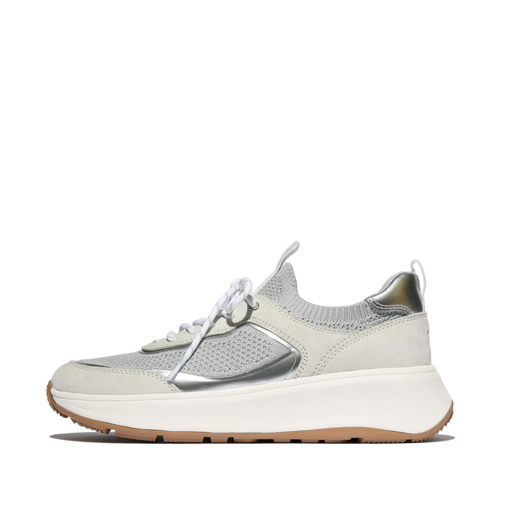 Fitflop F-Mode Suede/Knit Slip-On Laced Sneaker Urban White/French Grey