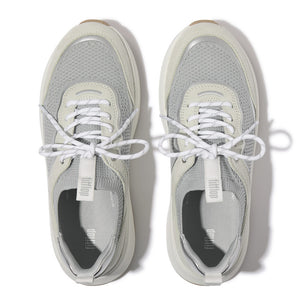 Fitflop F-Mode Suede/Knit Slip-On Laced Sneaker Urban White/French Grey