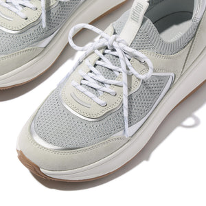Fitflop F-Mode Suede/Knit Slip-On Laced Sneaker Urban White/French Grey