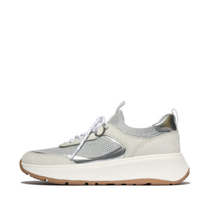 Fitflop F-Mode Suede/Knit Slip-On Laced Sneaker Urban White/French Grey