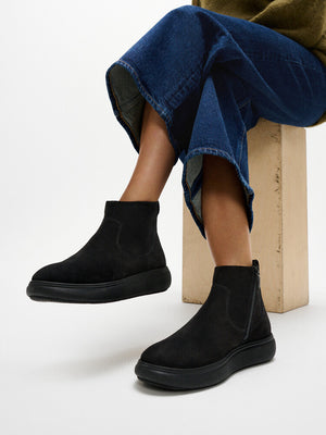 Fitflop IQ-Comff Suede Zip Ankle Boot Black