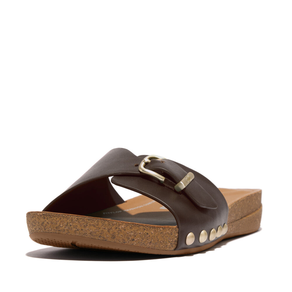 Fitflop Iqushion Adjustable Slides Chocolate Brown