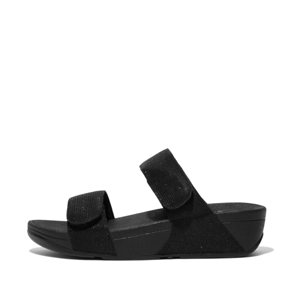 Fitflop Lulu Adjustable Shimmerlux Slides Black