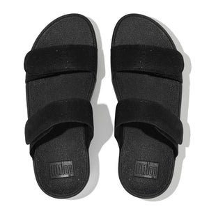 Fitflop Lulu Adjustable Shimmerlux Slides Black