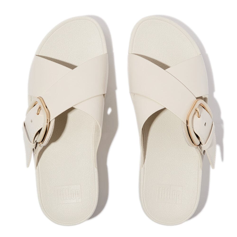 Fitflop Lulu Resin Buckle Cross Slides Paris Beige
