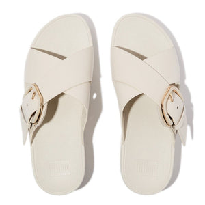 Fitflop Lulu Resin Buckle Cross Slides Paris Beige