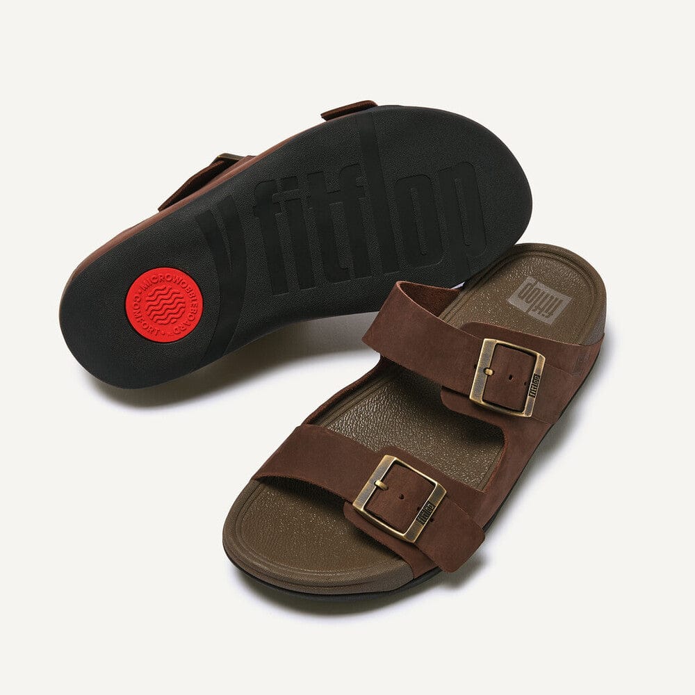 Fitflop Gogh Moc Buckle Leather Slide Brown u. Black