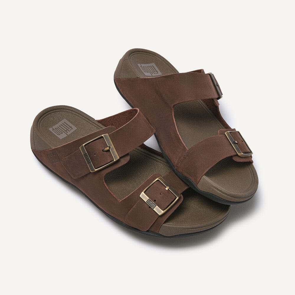 Fitflop Gogh Moc Buckle Leather Slide Brown u. Black