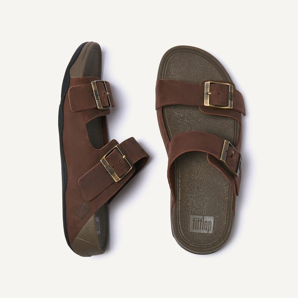 Fitflop Gogh Moc Buckle Leather Slide Brown u. Black