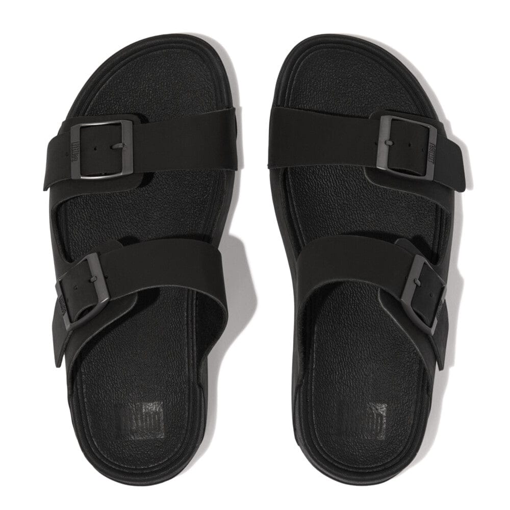 Fitflop Gogh Moc Buckle Leather Slide Brown u. Black