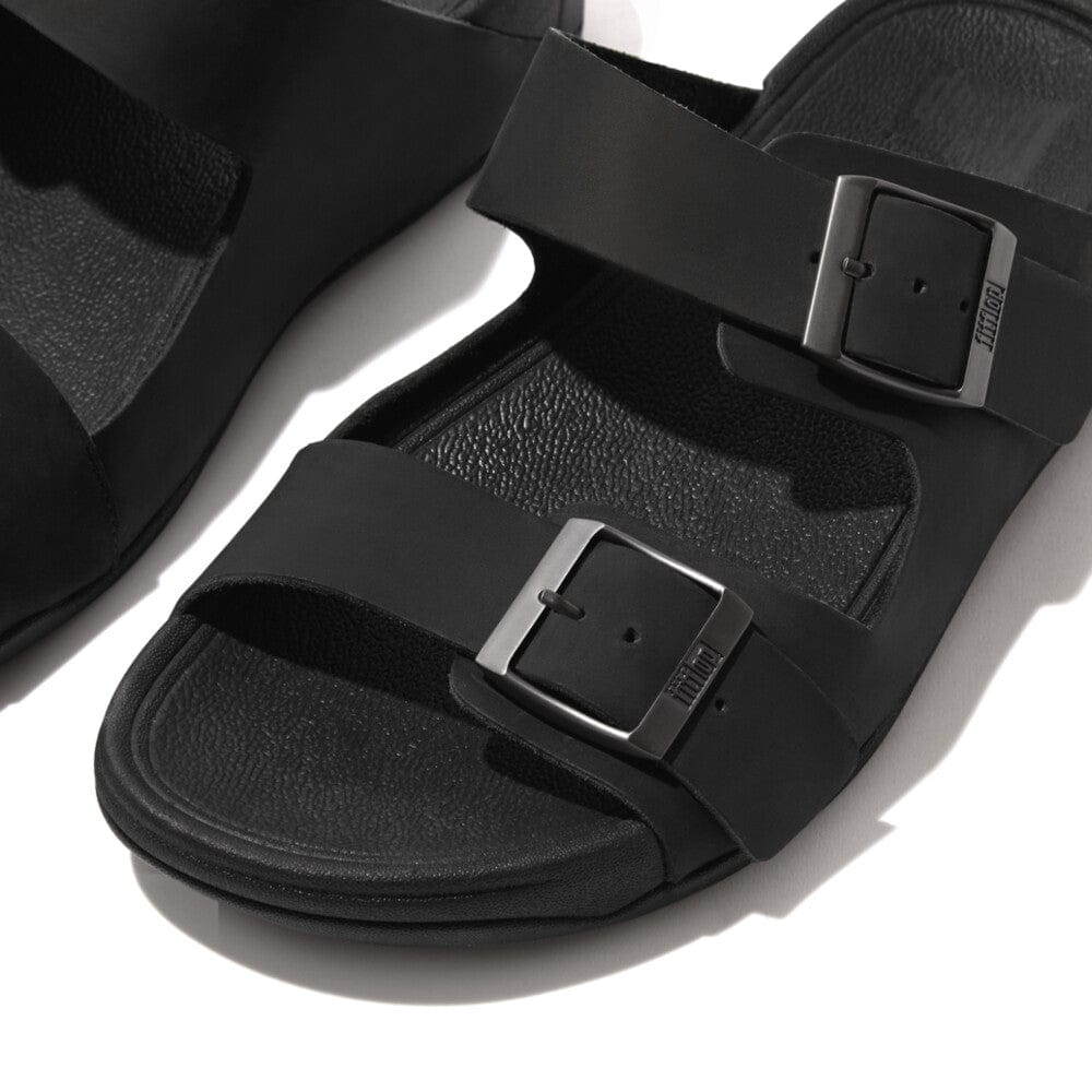 Fitflop Gogh Moc Buckle Leather Slide Brown u. Black
