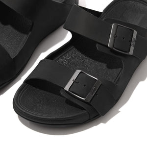 Fitflop Gogh Moc Buckle Leather Slide Brown u. Black