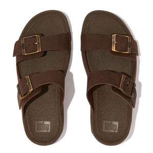 Fitflop Gogh Moc Buckle Leather Slide Brown u. Black
