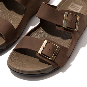 Fitflop Gogh Moc Buckle Leather Slide Brown u. Black