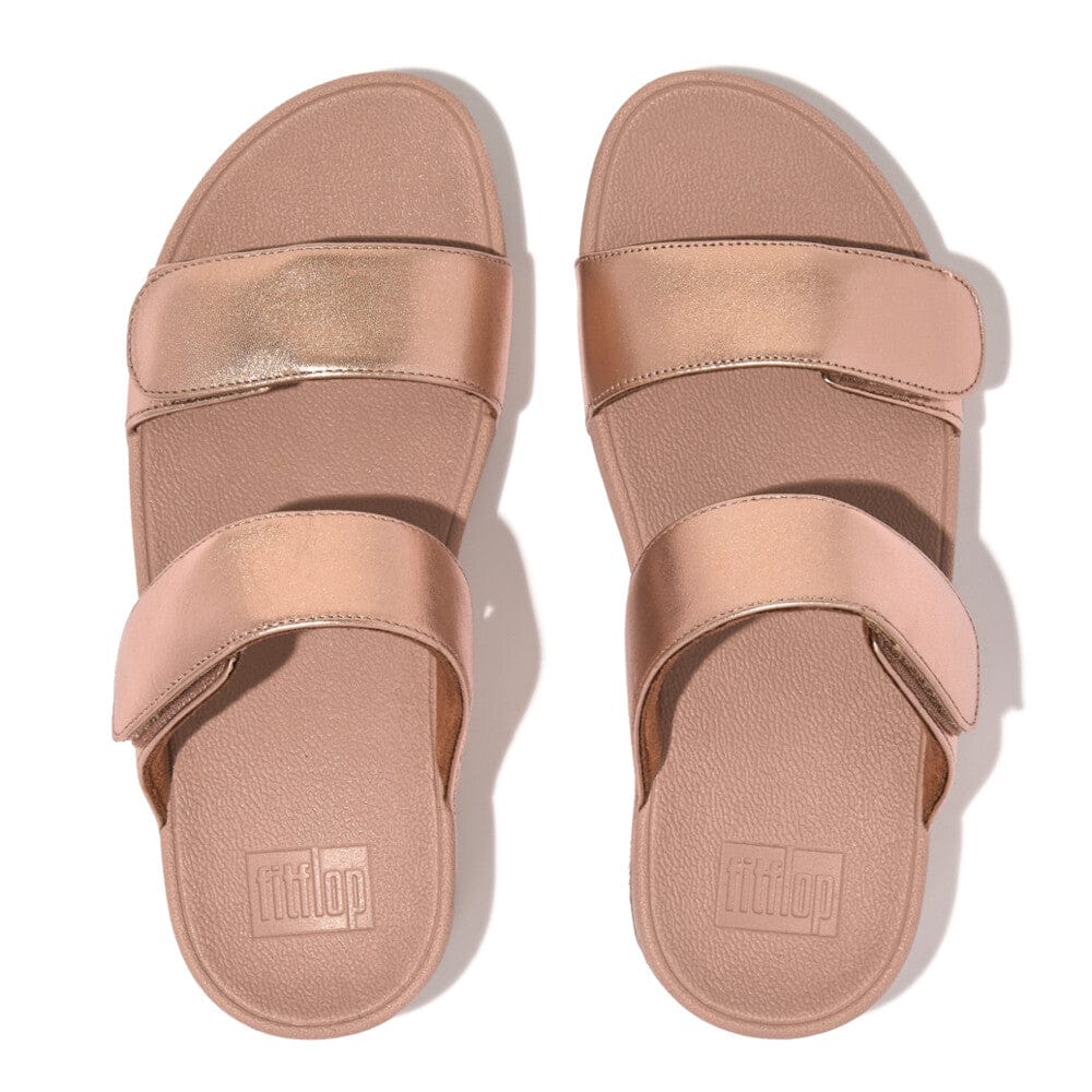 Fitflop Lulu Adjustable Velcro Slides Rosegold