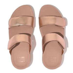 Fitflop Lulu Adjustable Velcro Slides Rosegold