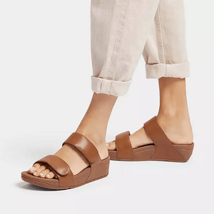 Fitflop Lulu Adjustable Velcro Slides Light Tan
