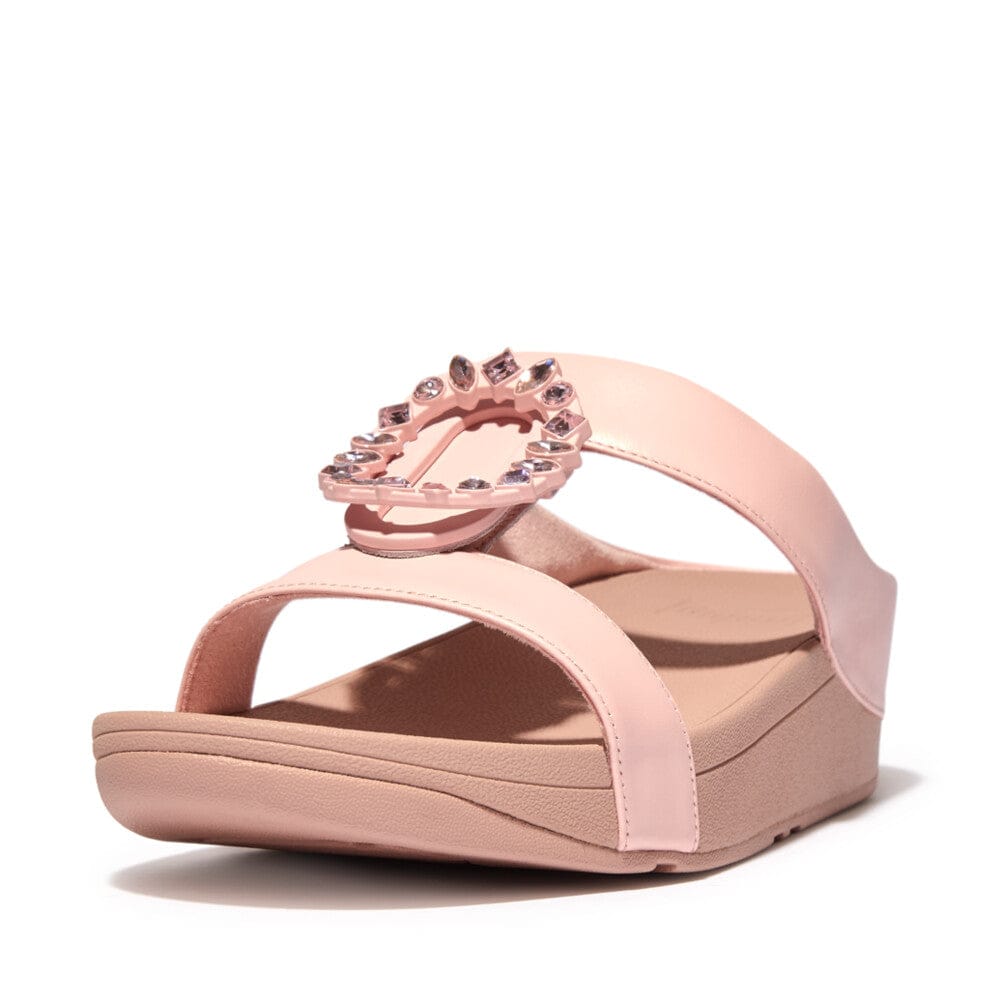 Fitflop Lulu Crystal Circle H-Bar Pink Salt