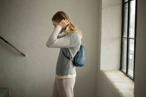 Healthy Back Bag - Leather Large Baglett Black/Purple/Lake Blue