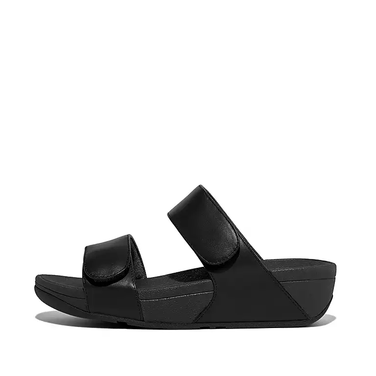Fitflop Lulu Adjustable Velcro Slides Black