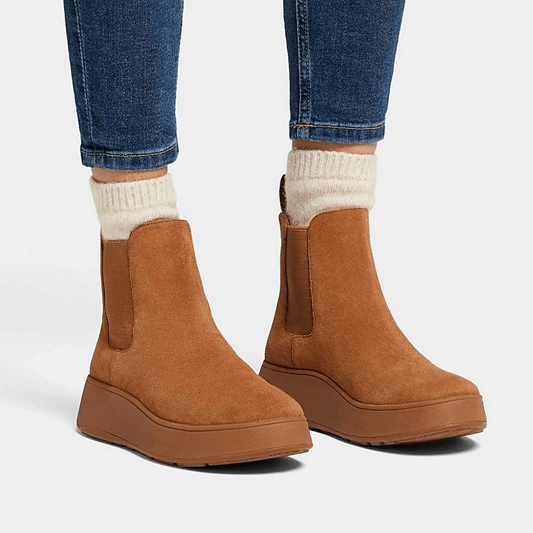 Fitflop F-Mode Chelsea Plateau Boot Suede Light tan