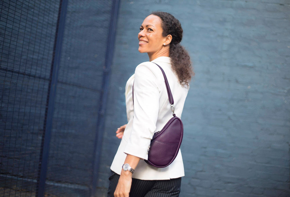 Healthy Back Bag - Leather Large Baglett Black/Purple/Lake Blue