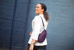 Healthy Back Bag - Leather Large Baglett Black/Purple/Lake Blue